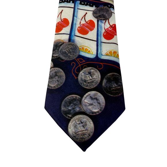Vintage 1994 Ralph Marlin Gambling Casino Cards Slots‎ Poker Dice Vegas Neck Tie - Picture 4 of 8
